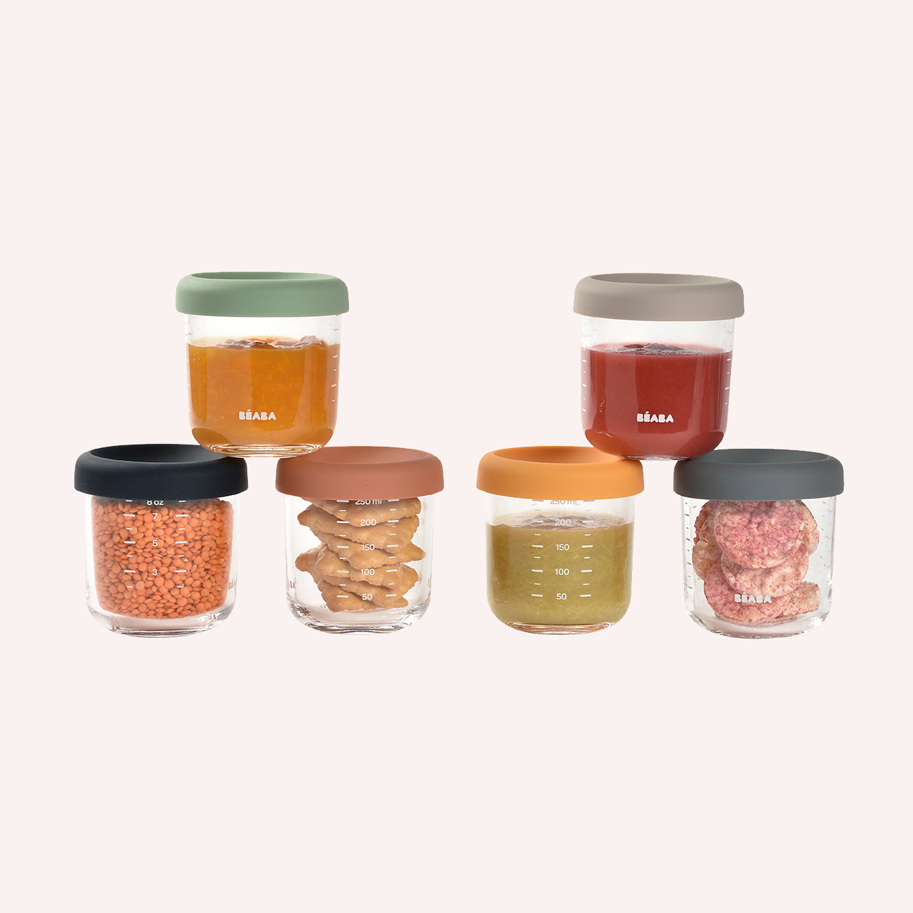 Beaba - Glass Portion Jars - 250ml - 6 Pack