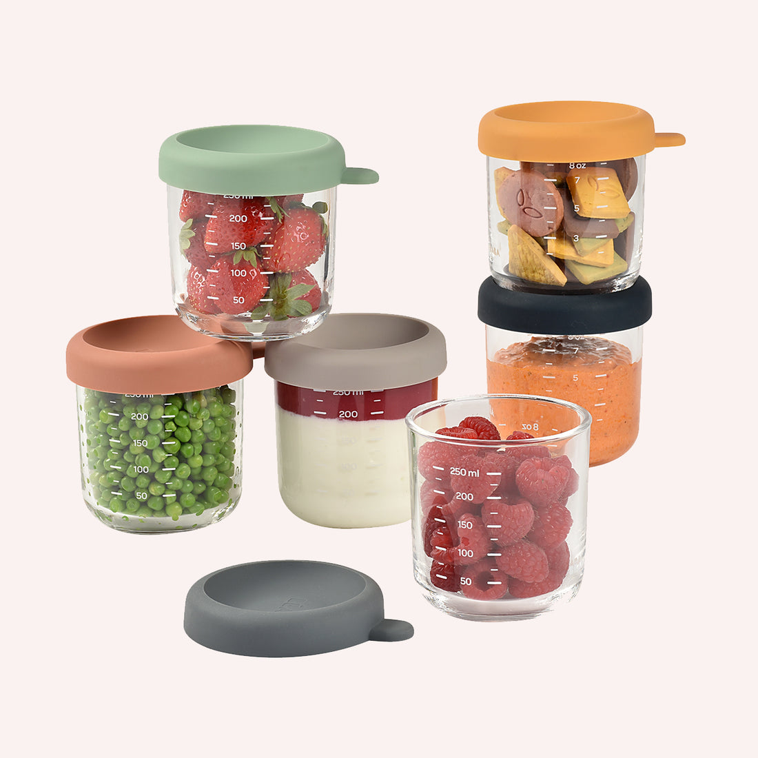 Beaba - Glass Portion Jars - 250ml - 6 Pack