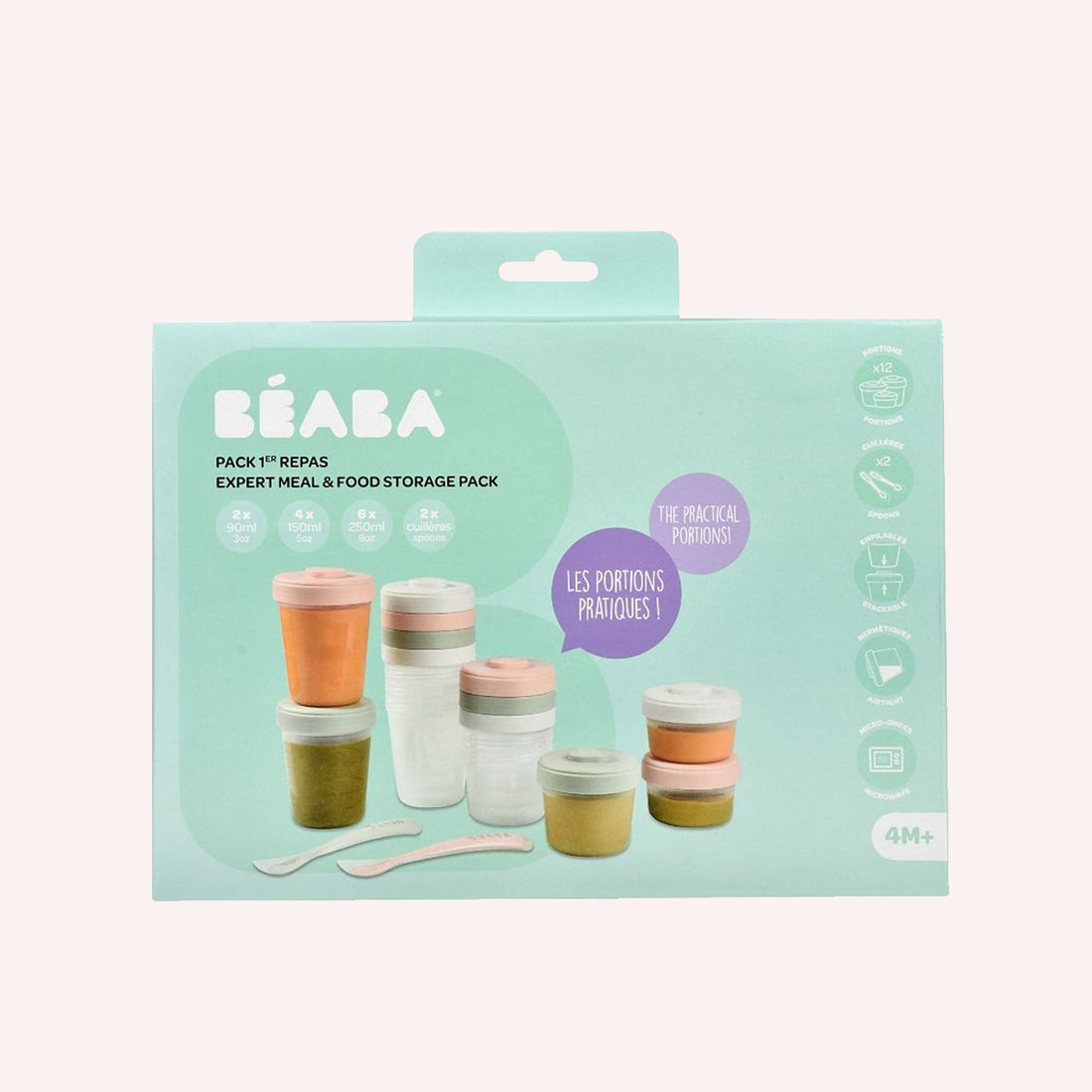 Beaba - Clip Portions Meal & Food Storage Pack - Eucalyptus