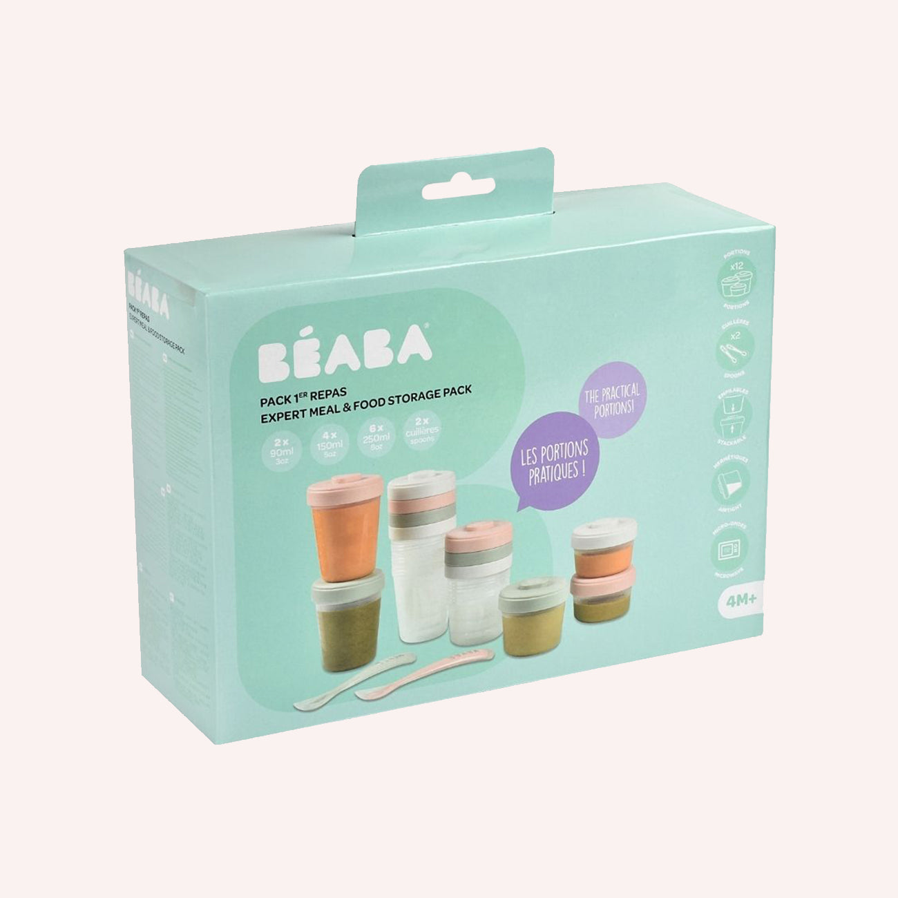 Beaba - Clip Portions Meal & Food Storage Pack - Eucalyptus