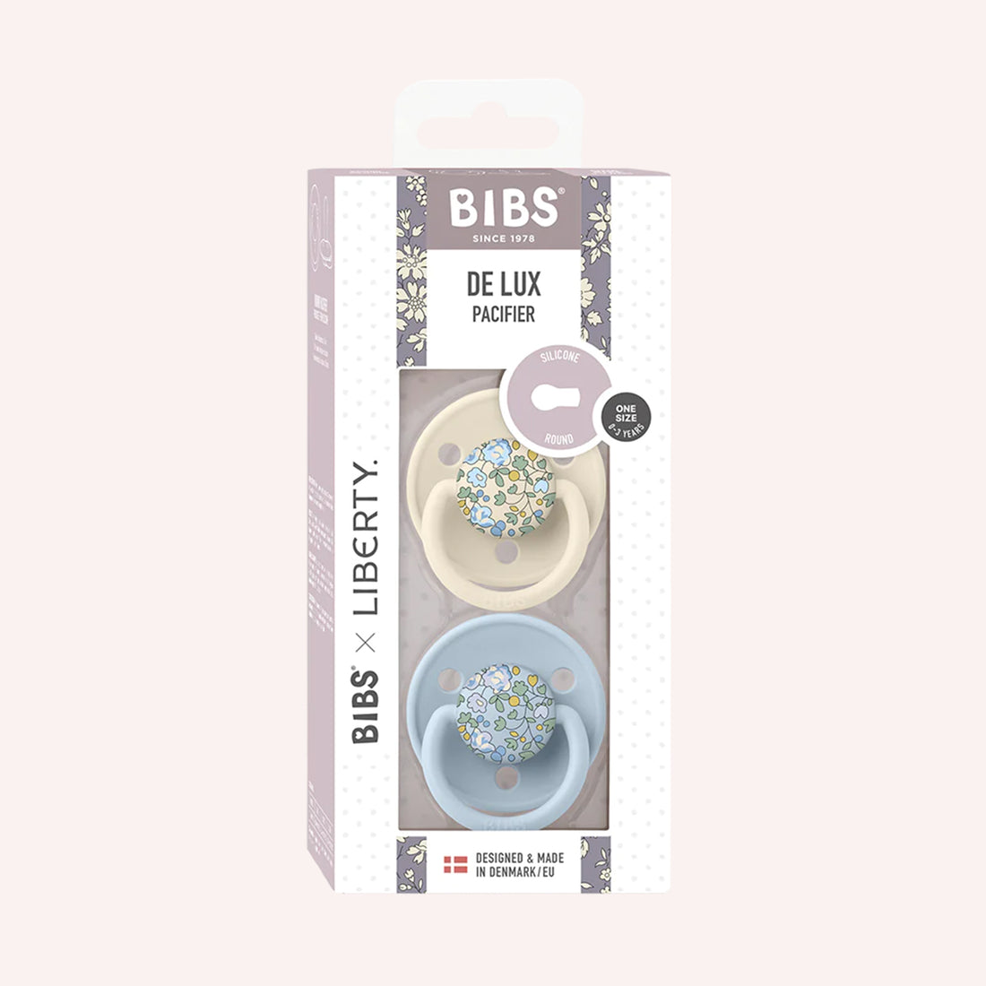 BIBS x Liberty De Lux Silicon Dummy Duo - Eloise / Baby Blue Mix