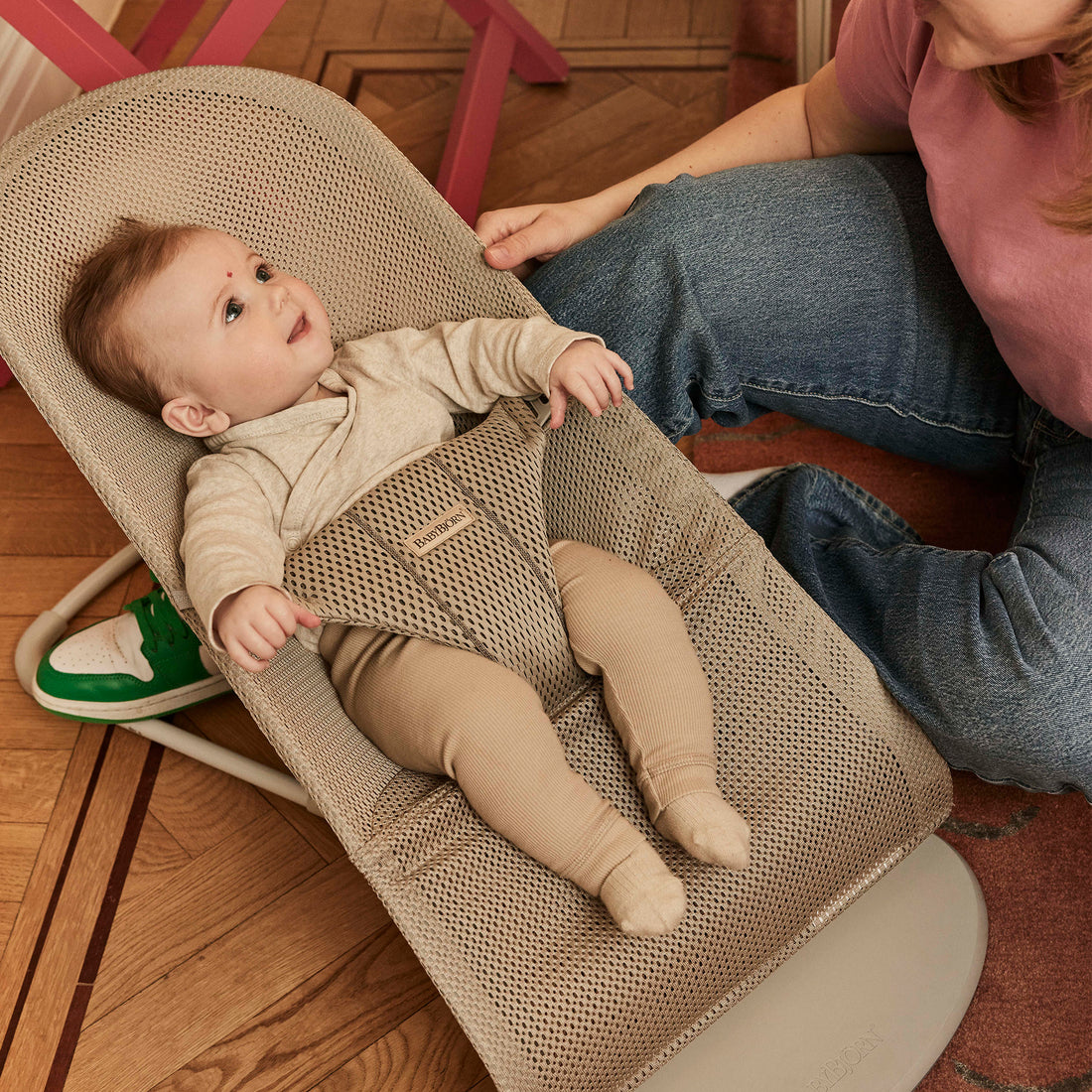 Bouncer Bliss - Grey Beige Mesh