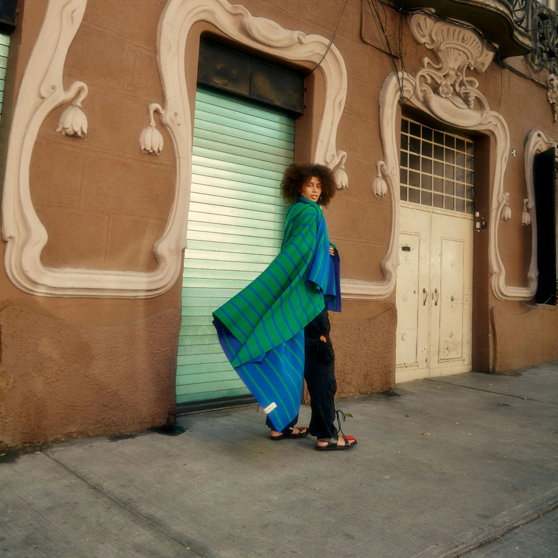 Baby Blanket - Emerald Ocean Life In Stripes