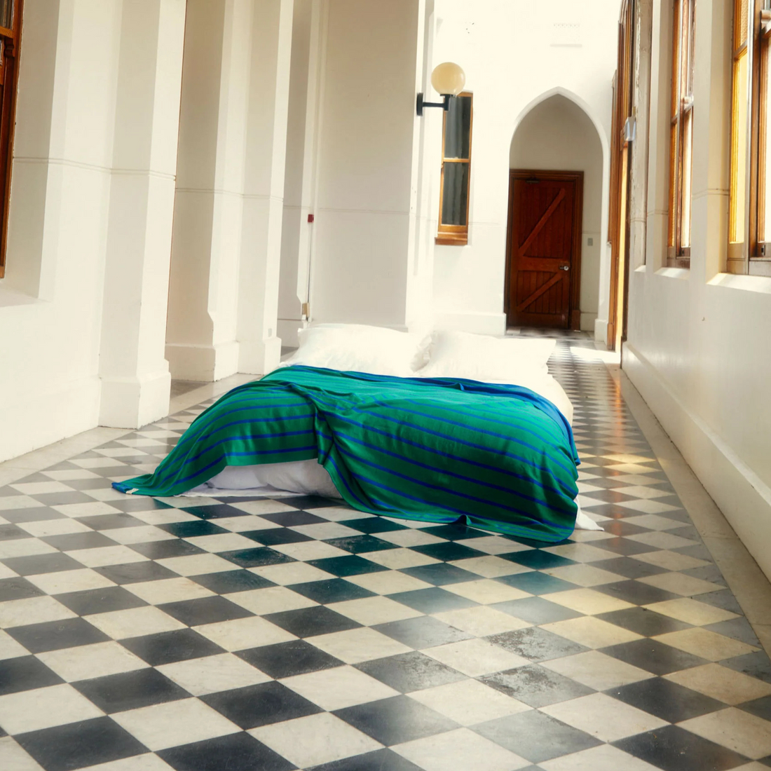 Baby Blanket - Emerald Ocean Life In Stripes