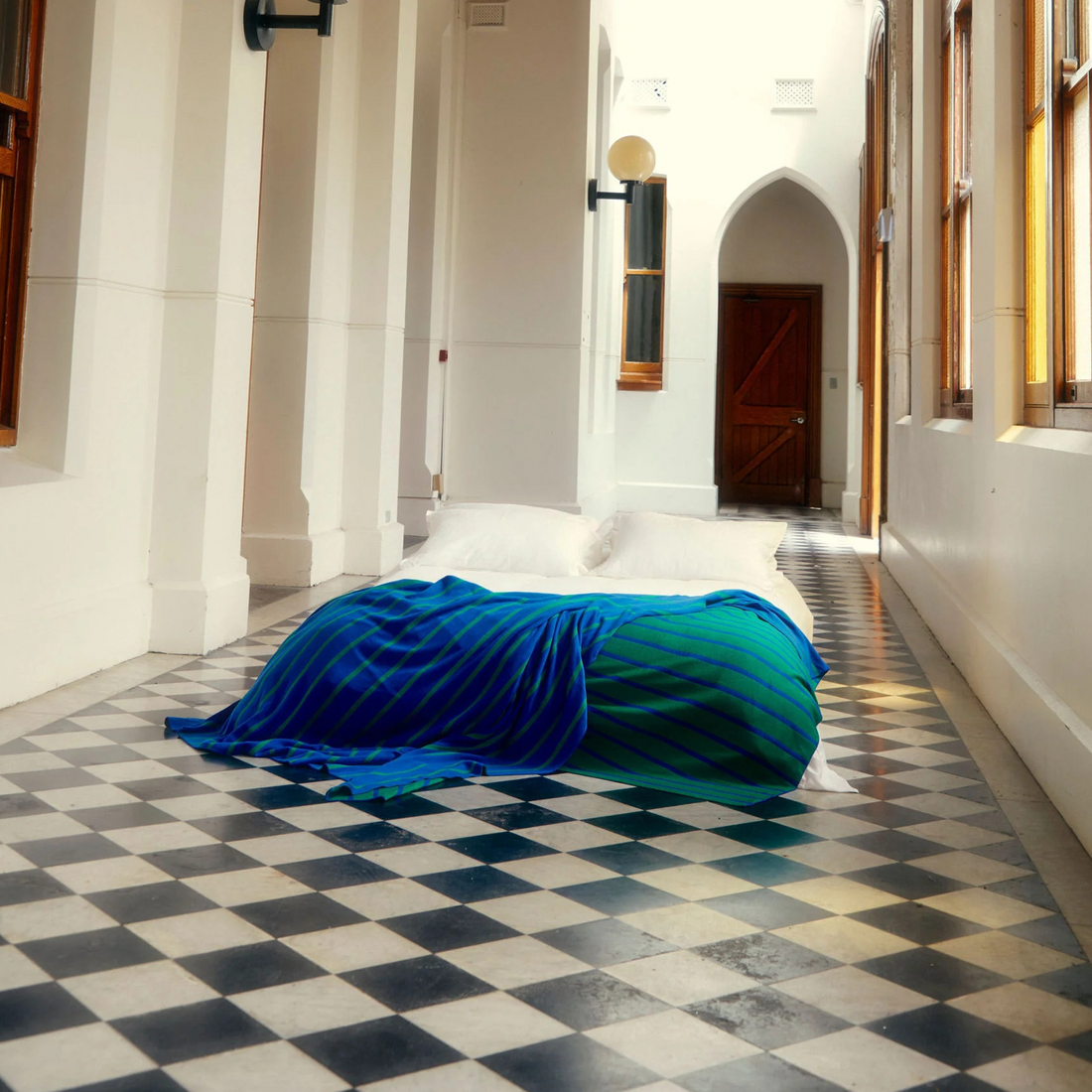 Baby Blanket - Emerald Ocean Life In Stripes