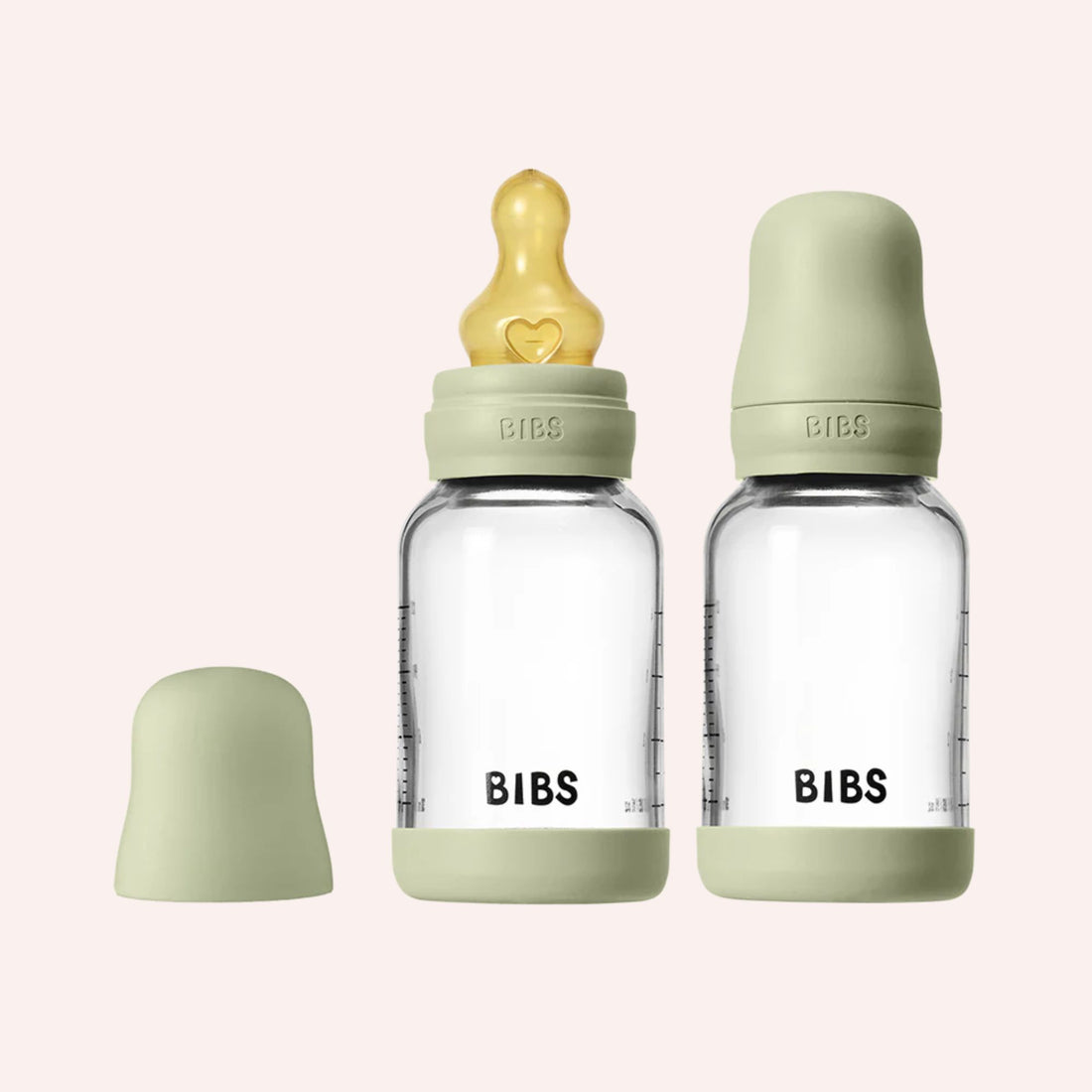 Baby Glass Bottle Complete Set (2 Pack) 120ml Latex - Sage
