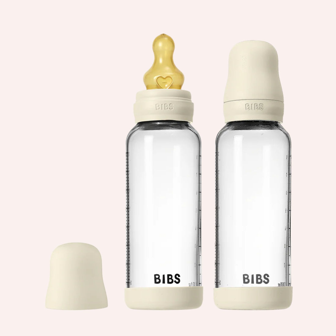 Baby Glass Bottle Complete Set (2 Pack) 240ml Latex - Ivory