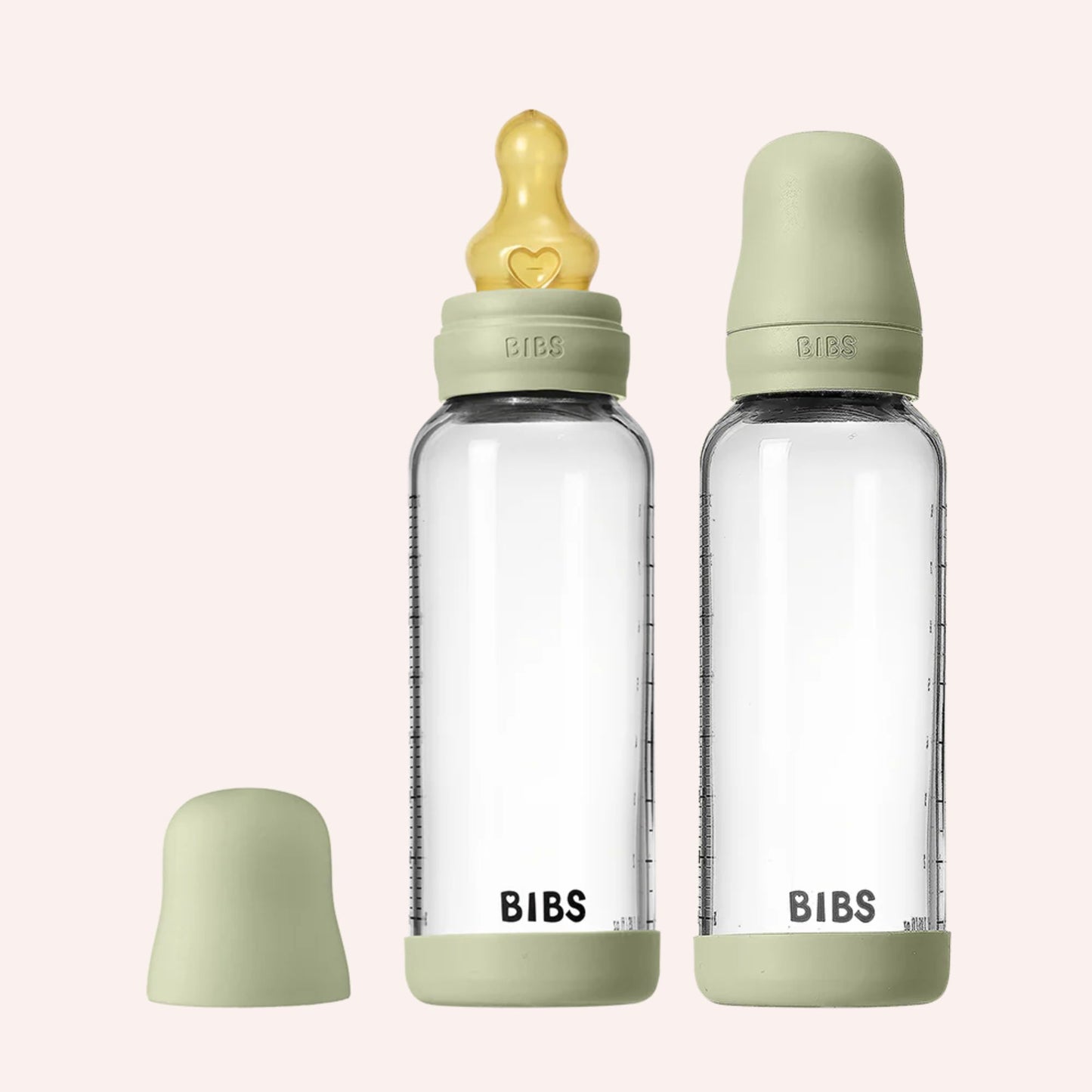 Baby Glass Bottle Complete Set (2 Pack) 240ml Latex - Sage