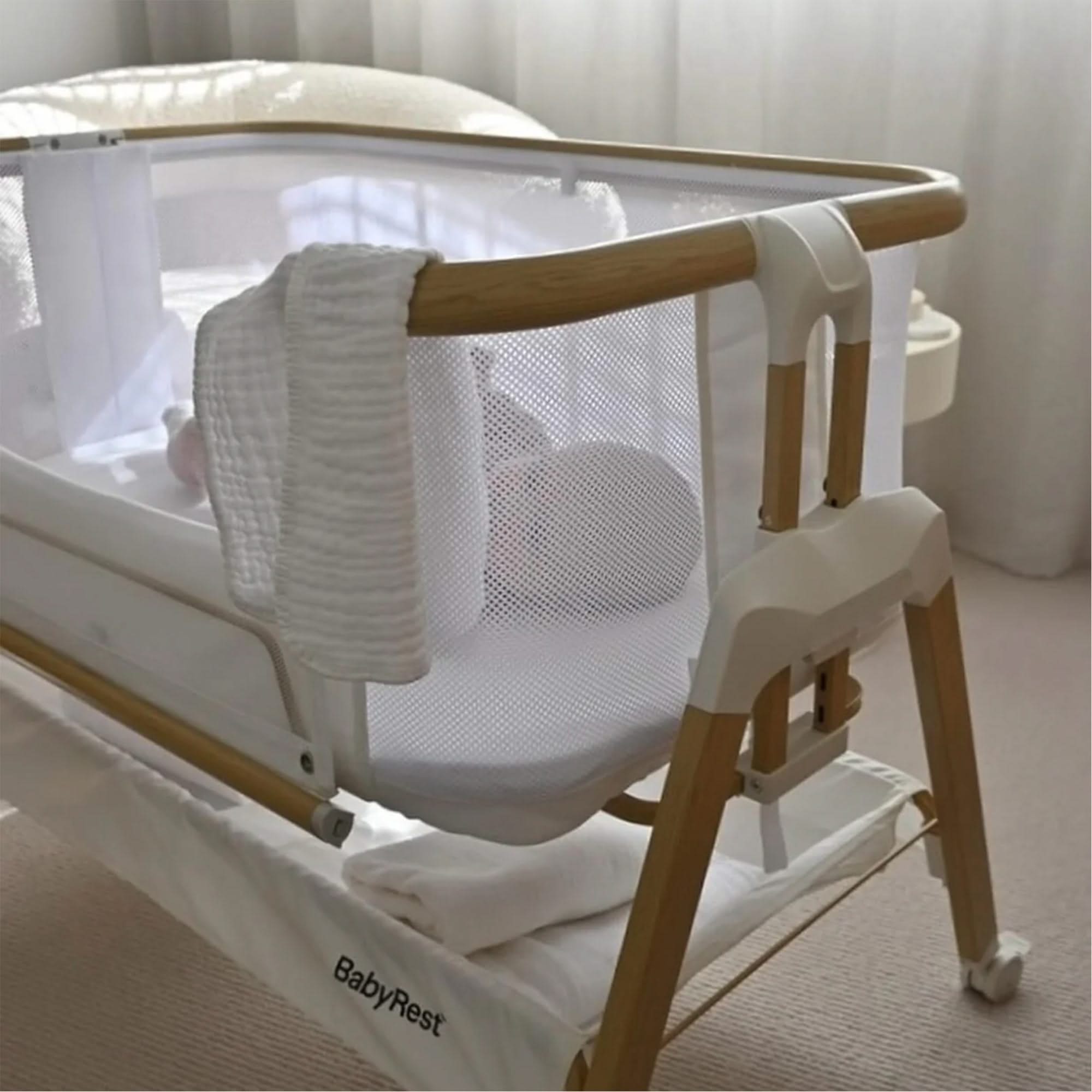 Alfie Bedside Bassinet - White/Natural by Babyrest | the memo – The Memo