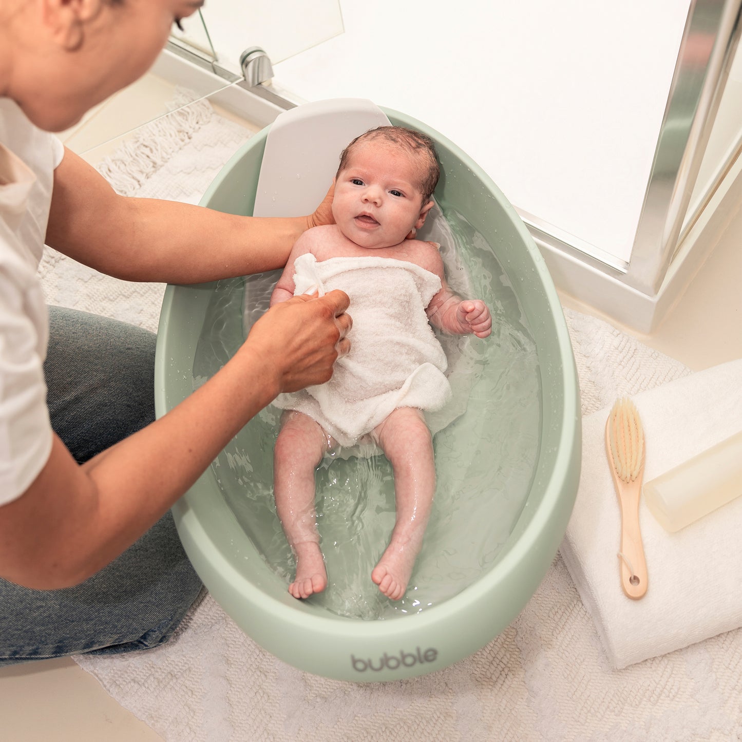 Bubble Cuddle Bath with Bath Seat - Sage