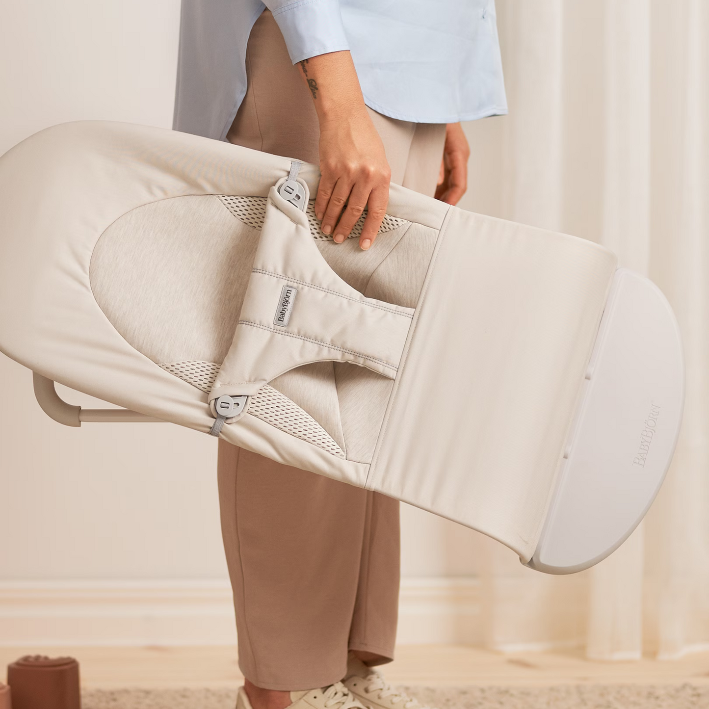 Bouncer Balance Soft Woven/Jersey Tri-Fabric - Light Beige