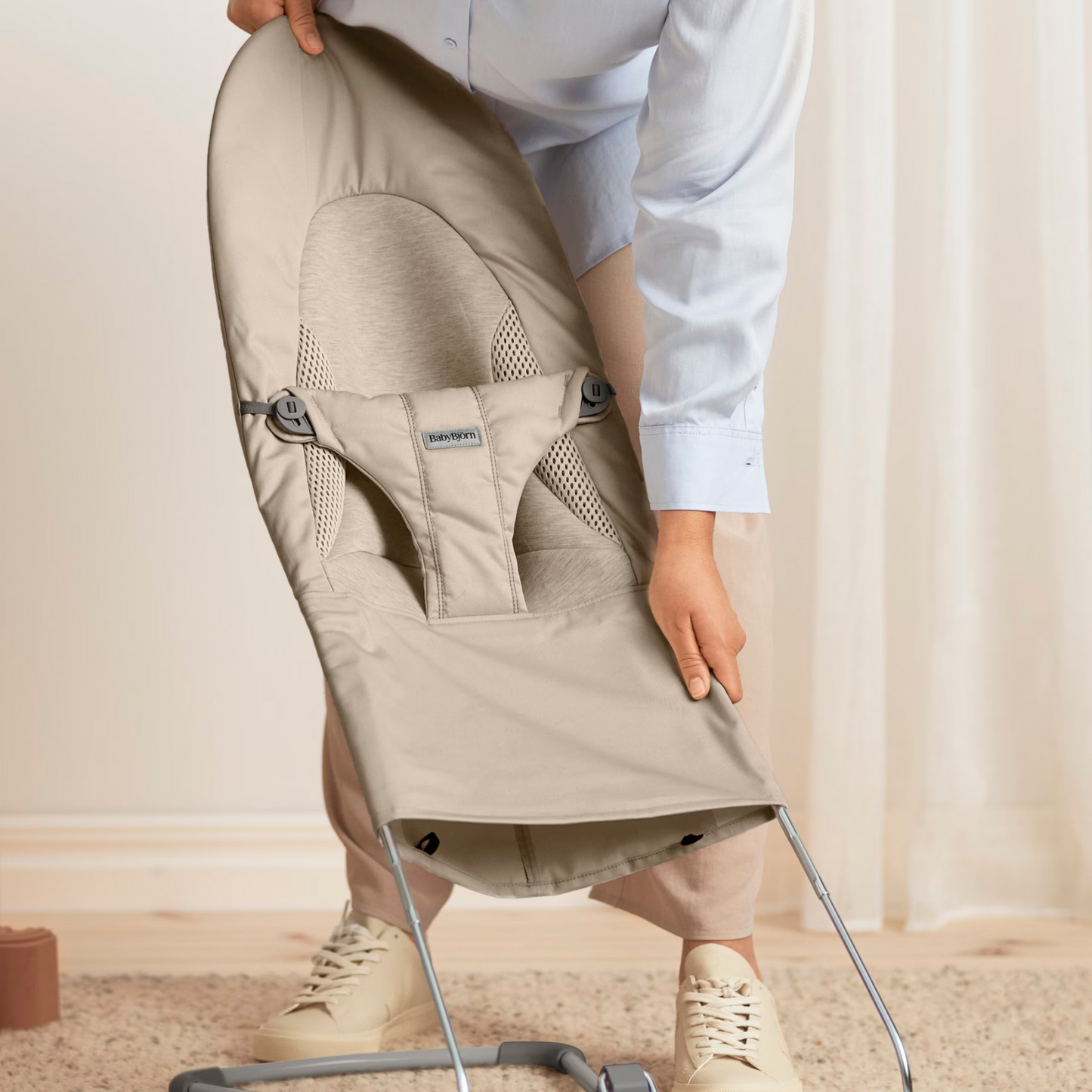 Bouncer Balance Soft Woven/Jersey Tri-Fabric - Sand Grey