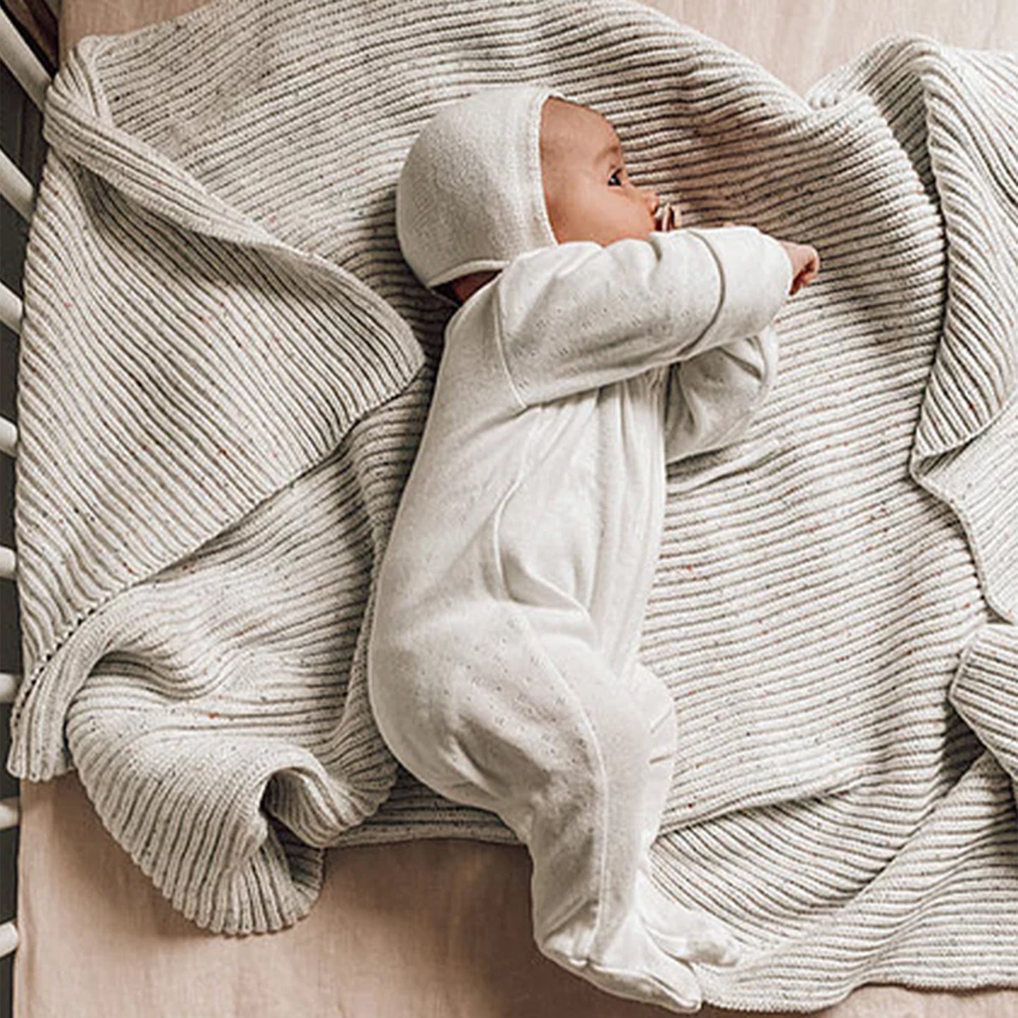 Vanilla Speckle Ribbed Blanket