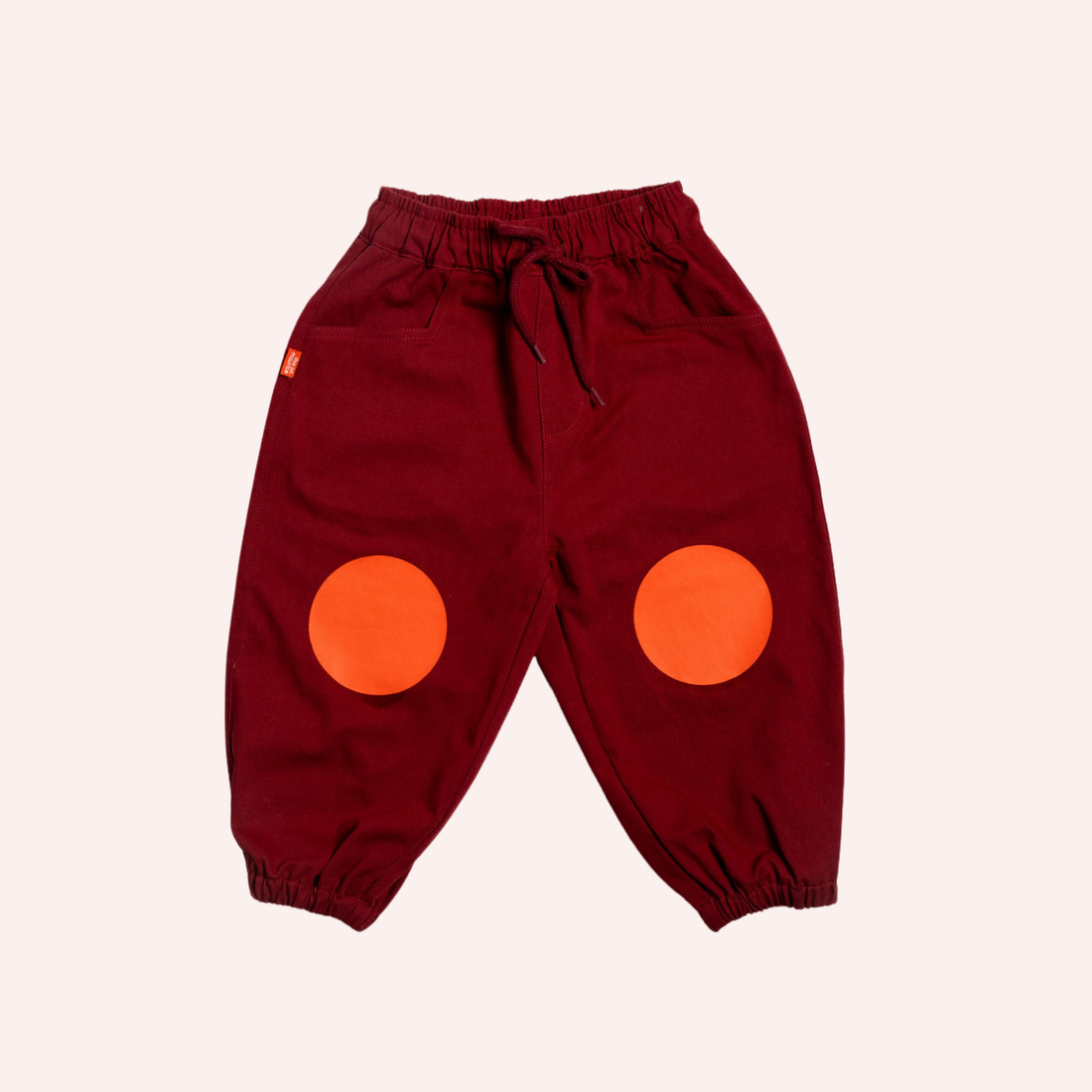 Burgundy Barrel Pants - Orange Knees