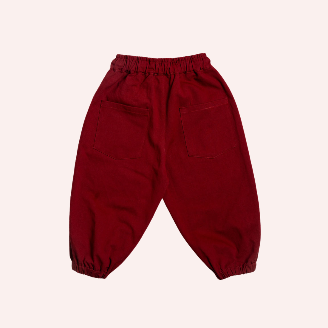 Burgundy Barrel Pants - Orange Knees