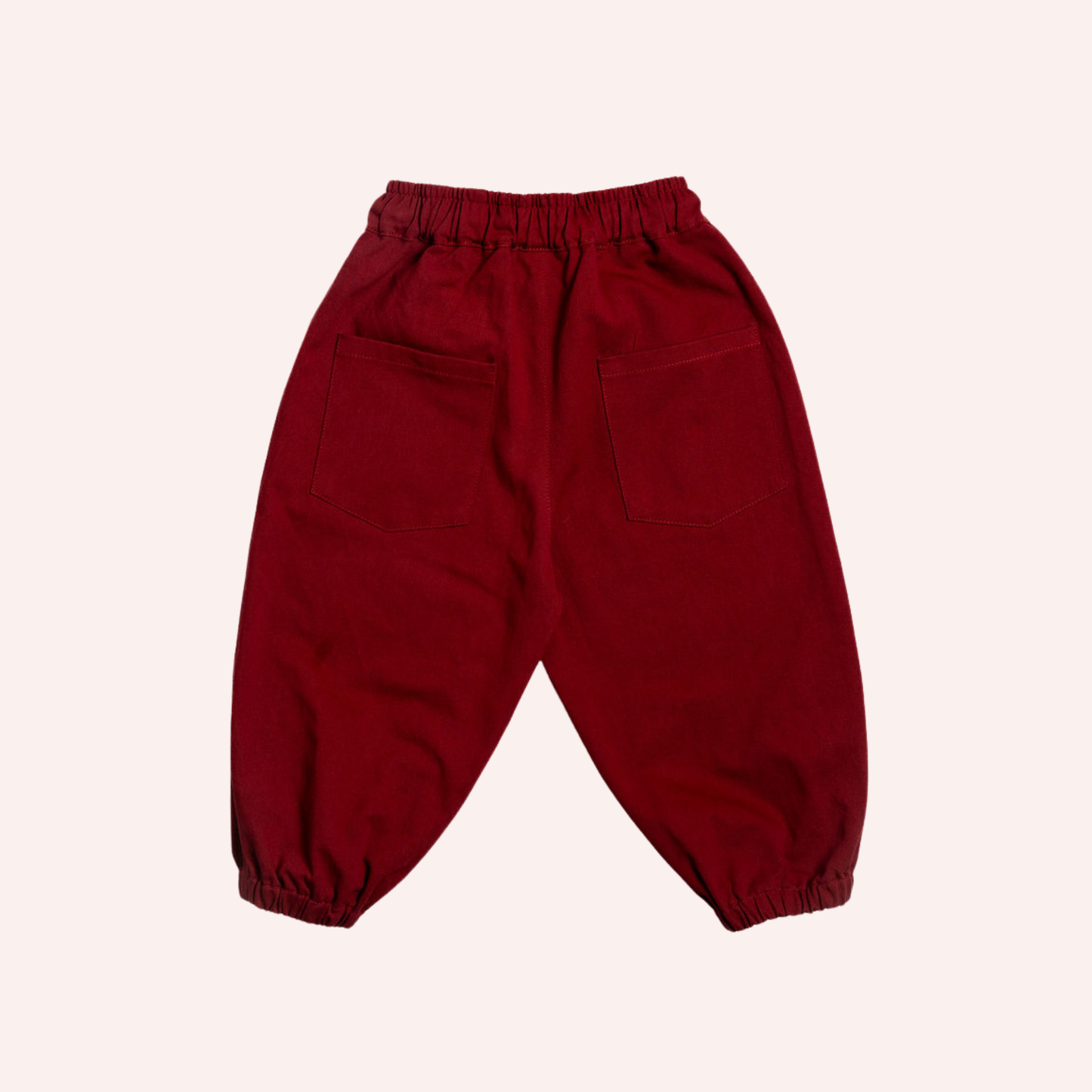 Burgundy Barrel Pants - Orange Knees