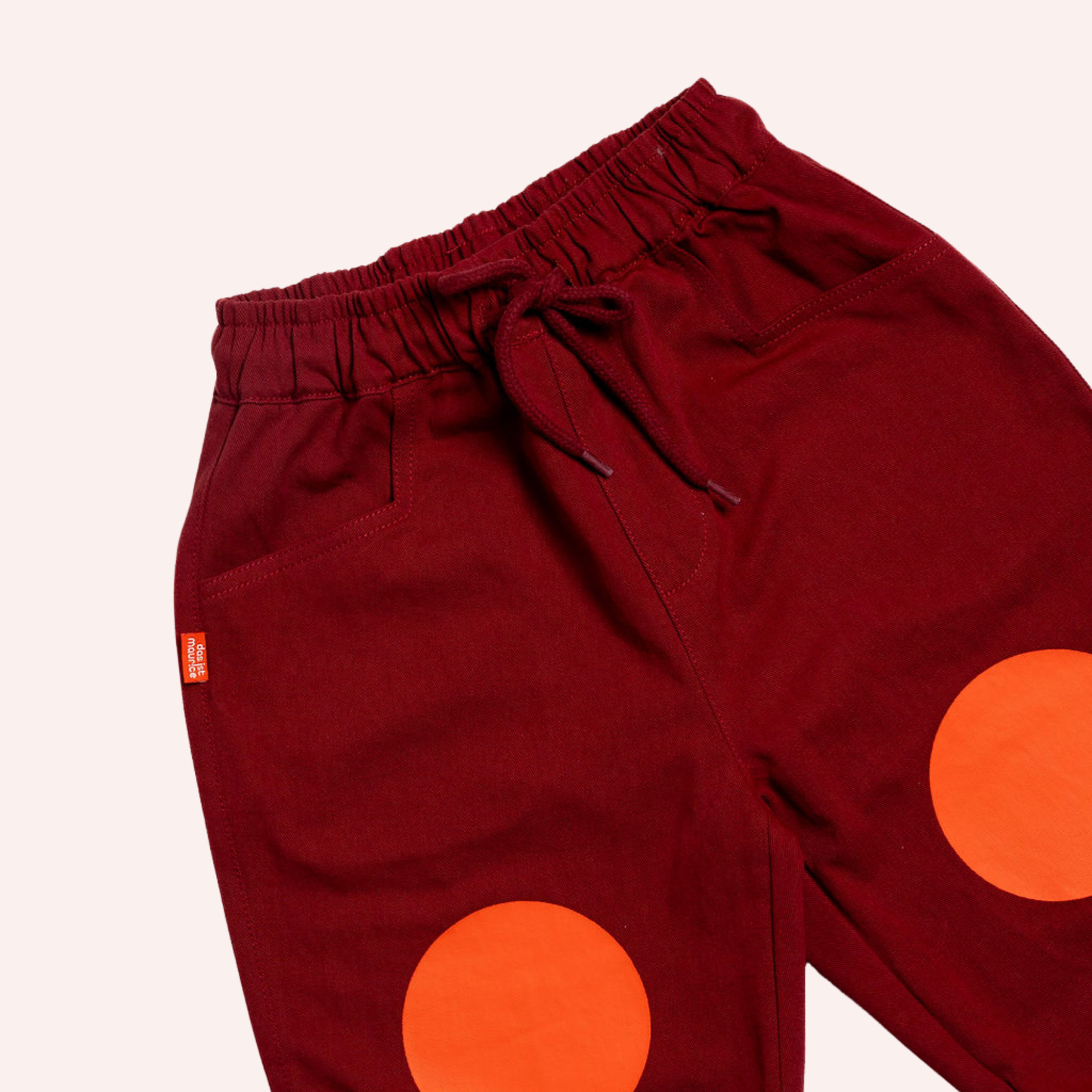 Burgundy Barrel Pants - Orange Knees