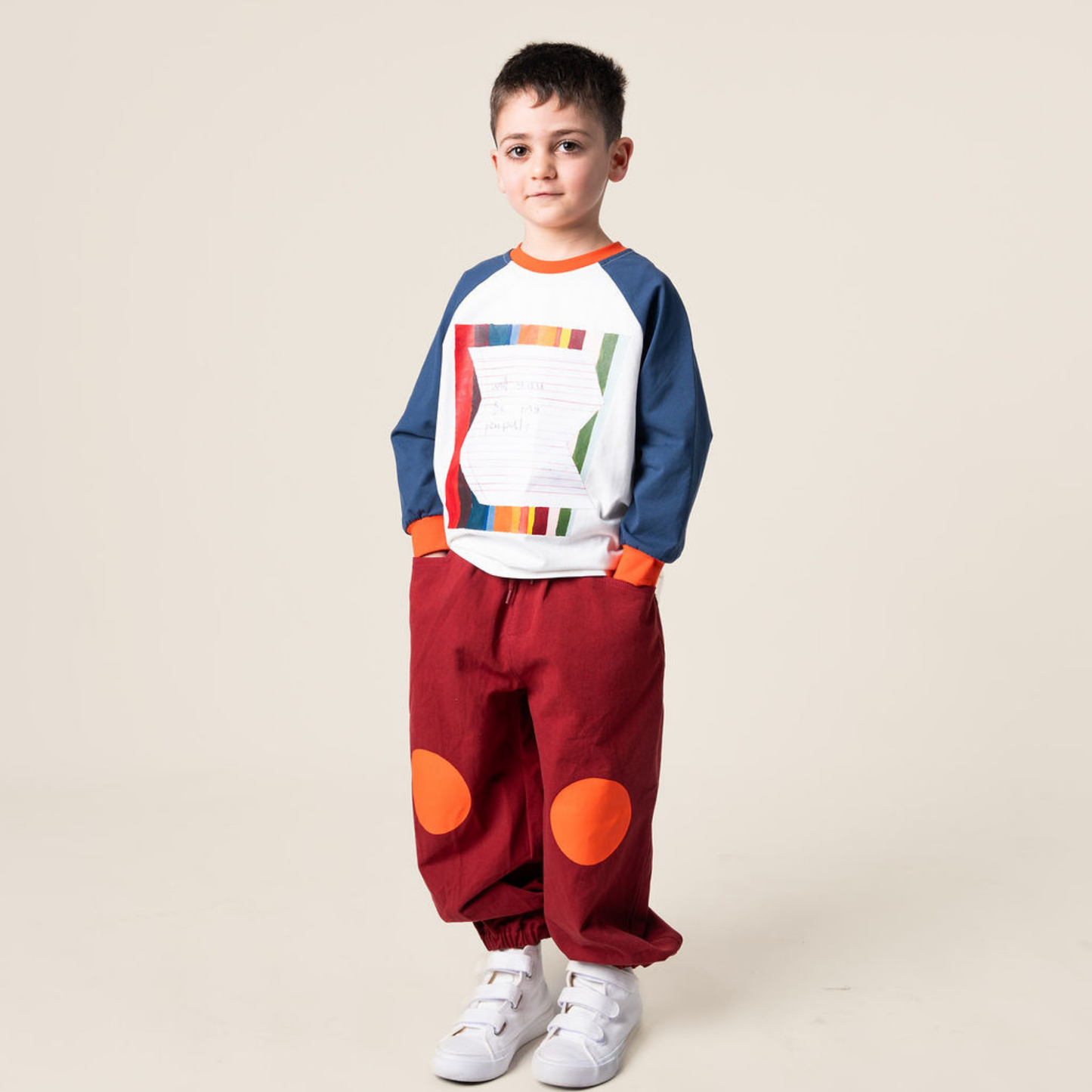 Burgundy Barrel Pants - Orange Knees