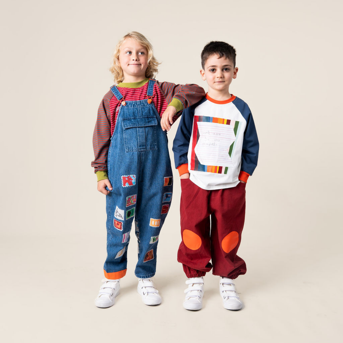 Burgundy Barrel Pants - Orange Knees