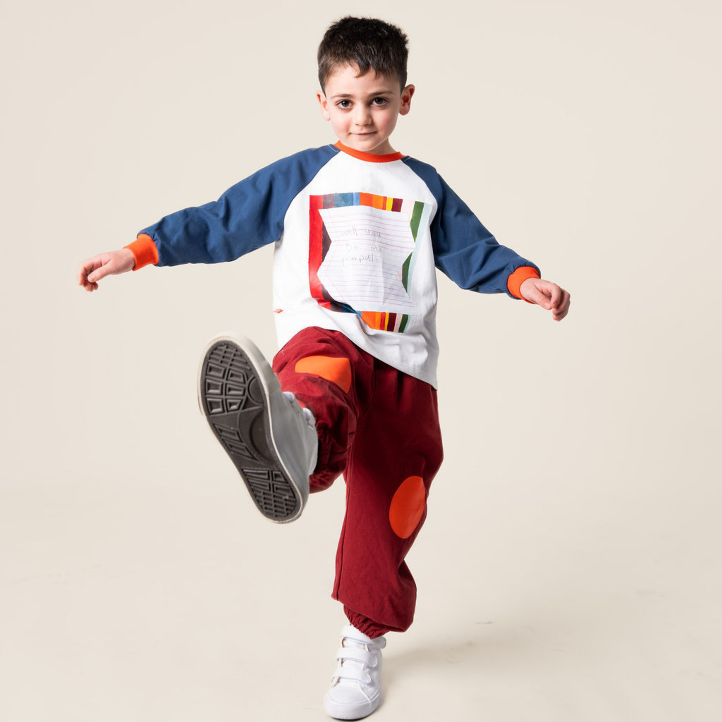 Burgundy Barrel Pants - Orange Knees