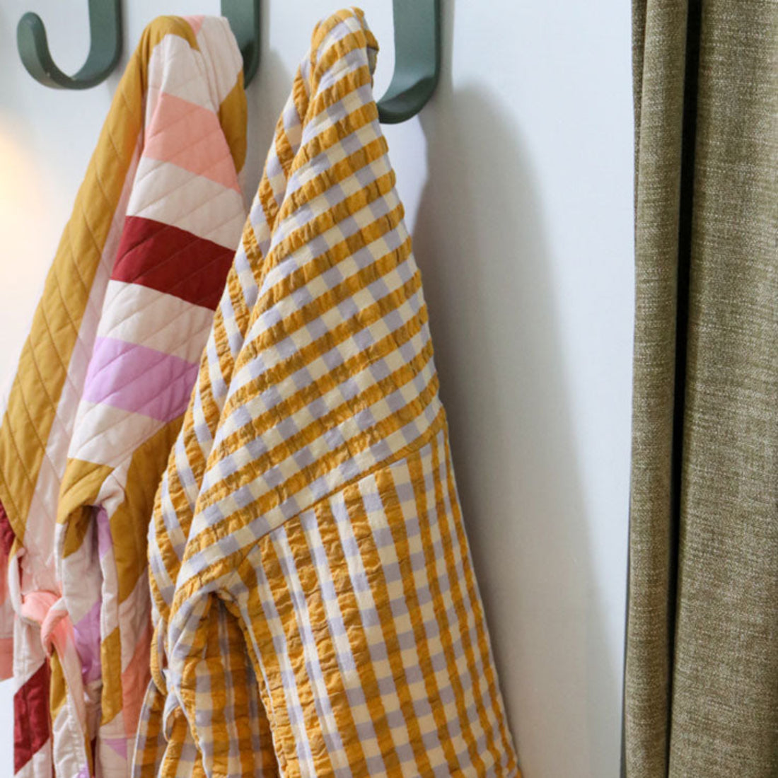 Quilted Robe - Mango Seersucker