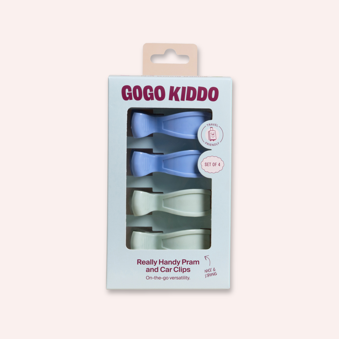 Really Handy Pram and Car Clips 4-Pack -  Seafoam/Periwinkle