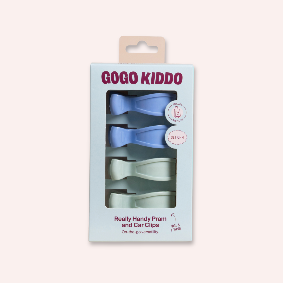 Really Handy Pram and Car Clips 4-Pack -  Seafoam/Periwinkle