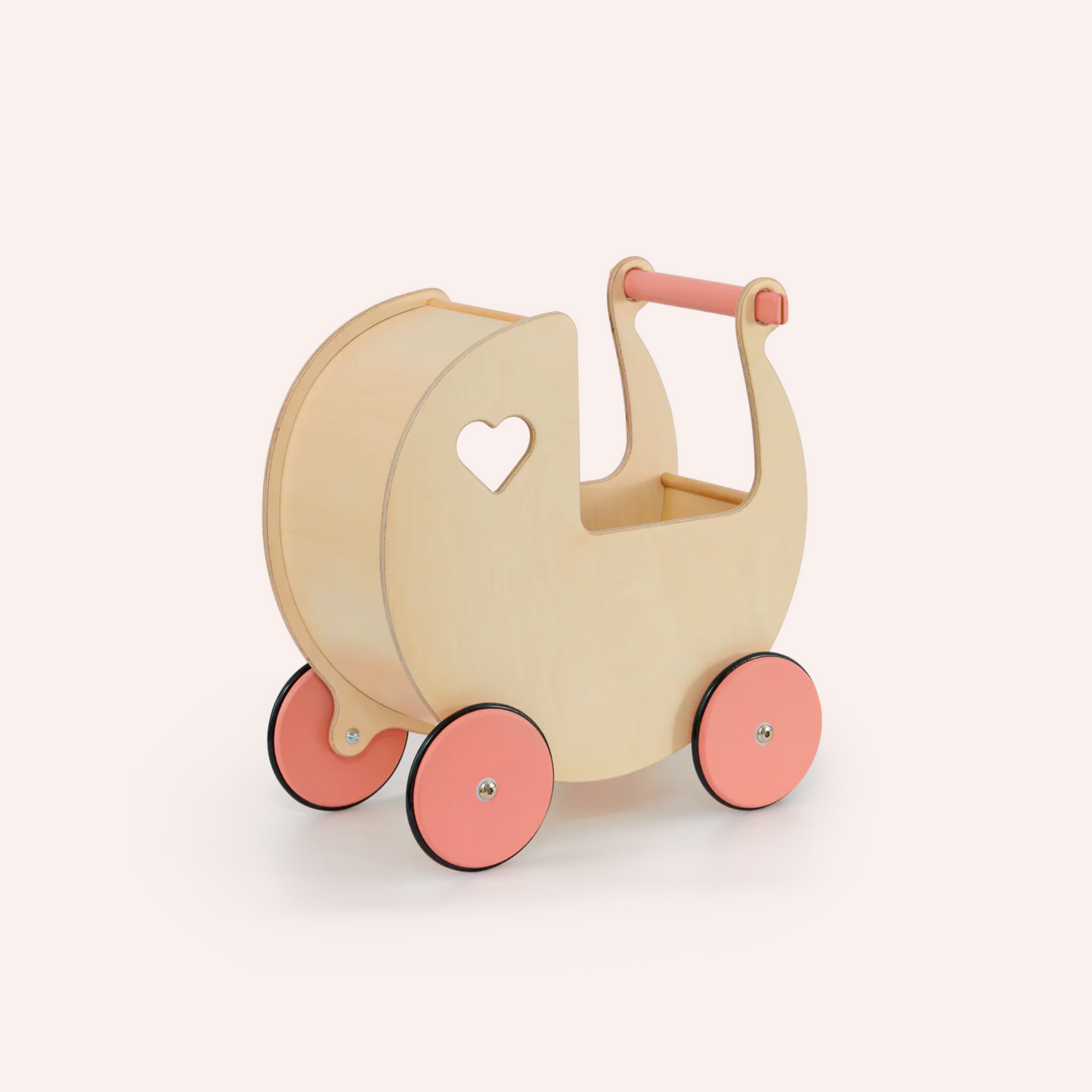 Classic Dolls Pram - Natural/Pink Wheels