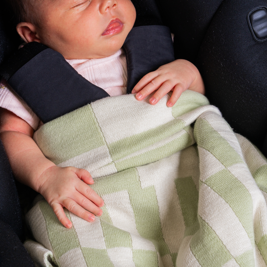 Cosy Baby Blanket - Tri-Check Sage
