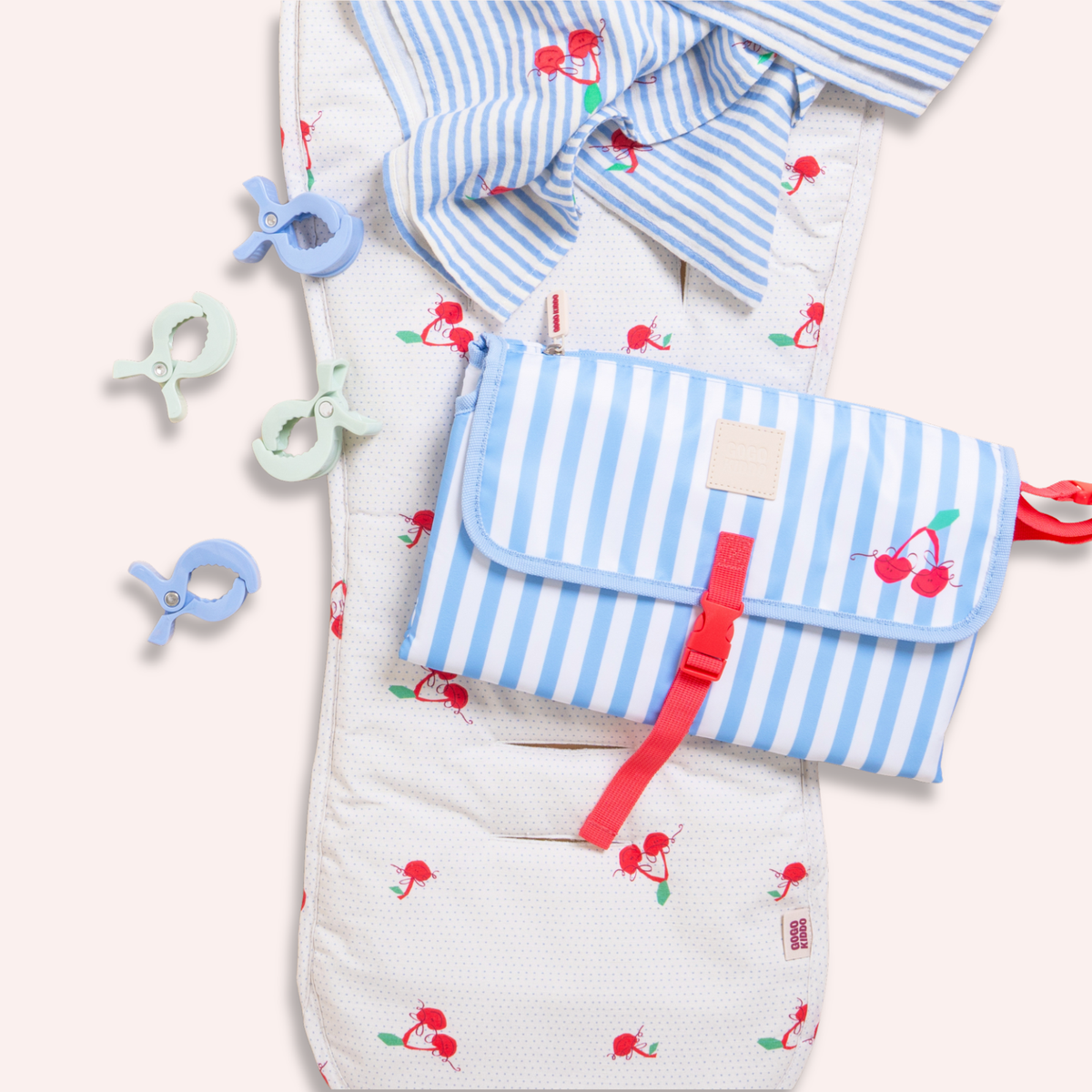 Really Handy Pram and Car Clips 4-Pack -  Seafoam/Periwinkle