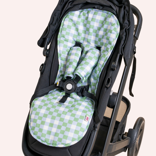 Cosy Pram Liner and Harness Protector  - Sage Green Check