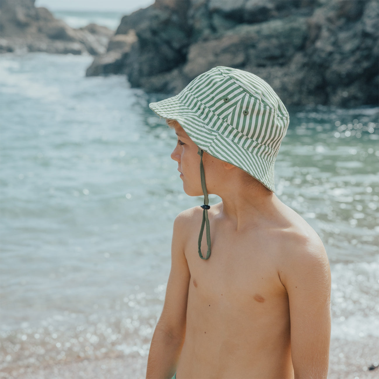 Reversible Bucket Hat - Coastal Stripe