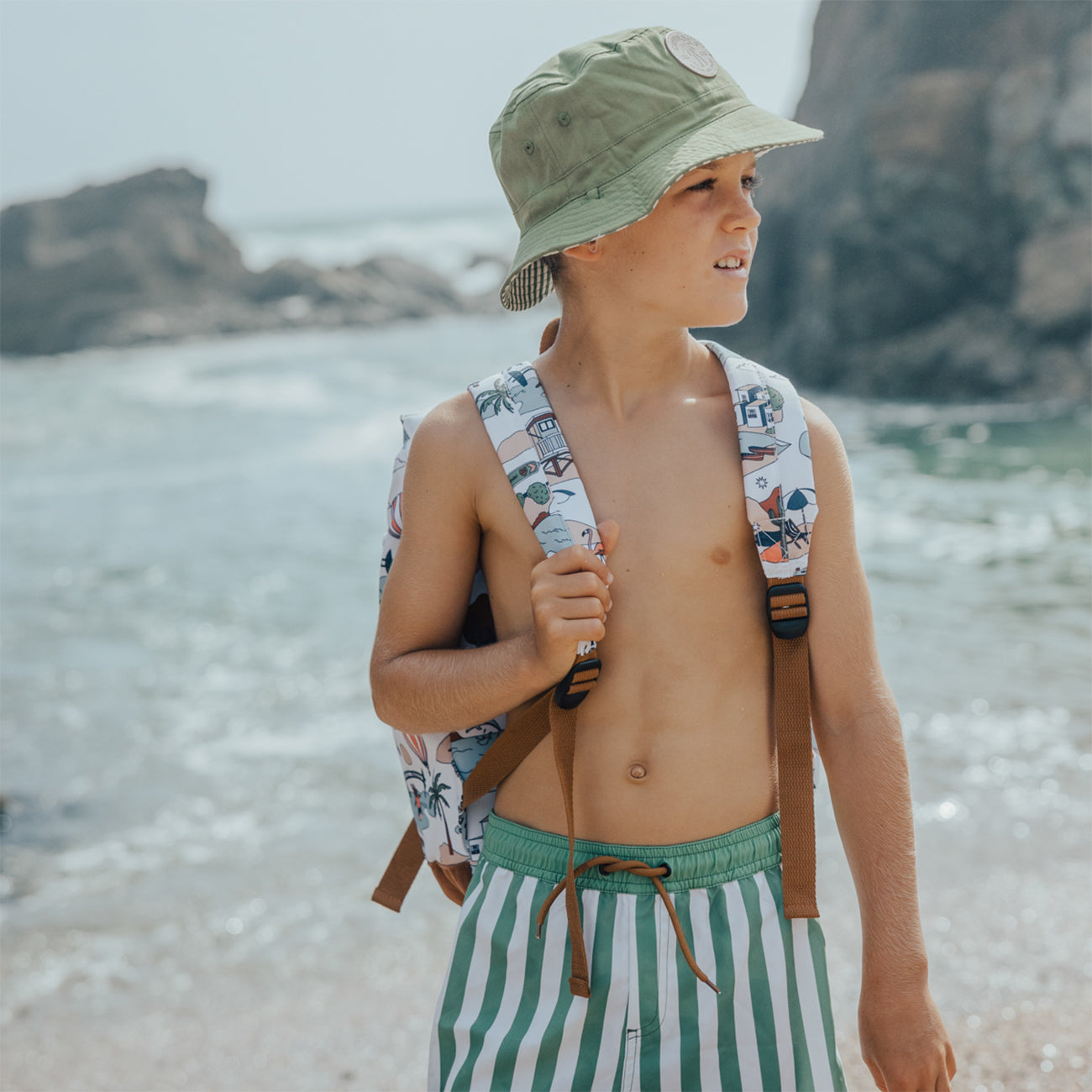 Reversible Bucket Hat - Coastal Stripe