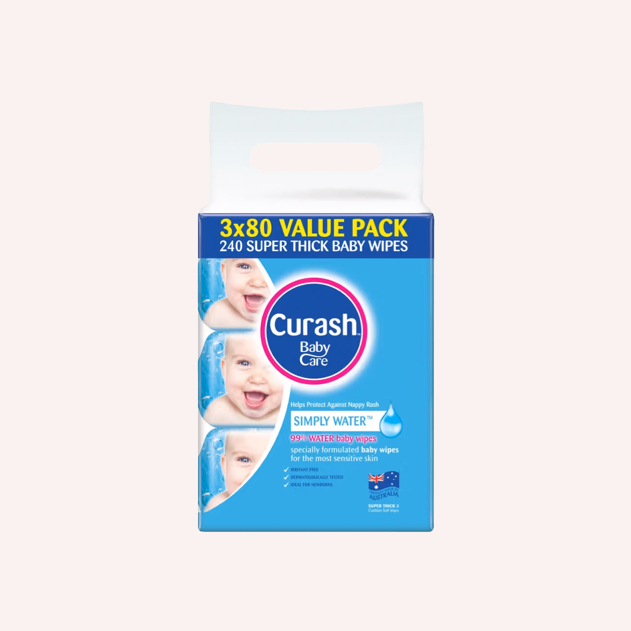 Curash Water Wipes 3x80 pack