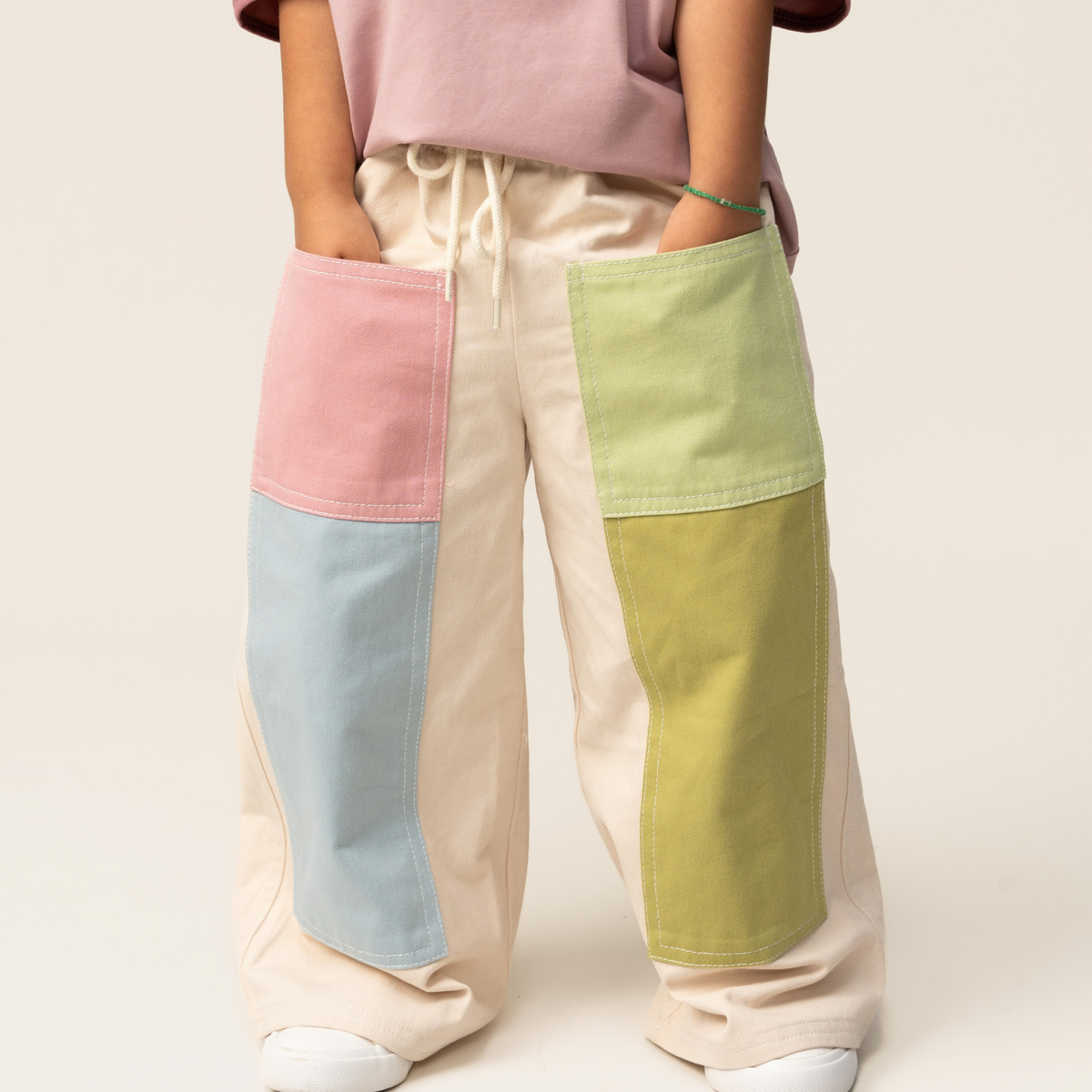 Wide Leg Pants - Patchwork