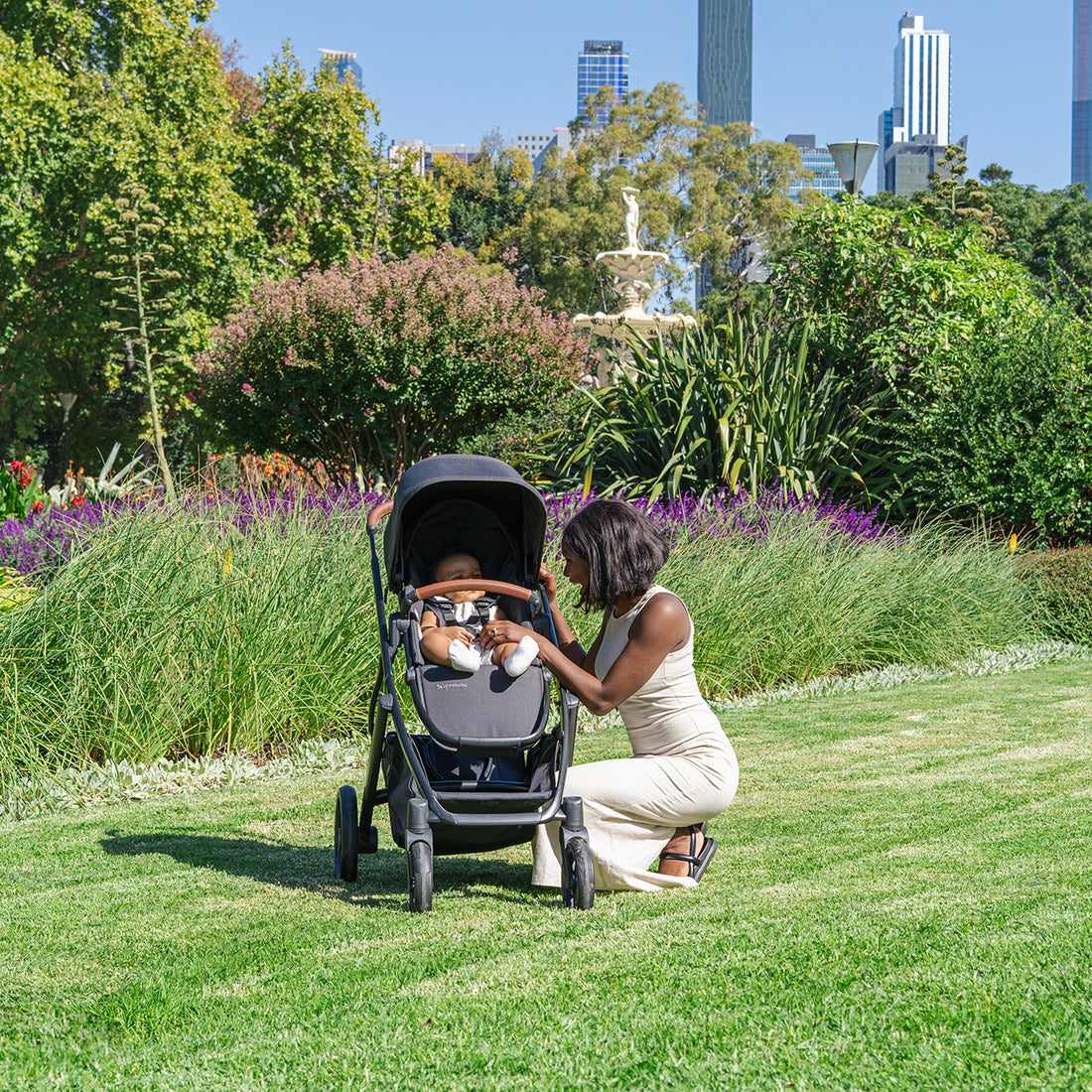 uppababy vista stroller no bassinet UPPAbaby VISTA V3 Pram - Charcoal/Saddle (Nori) by UPPAbaby