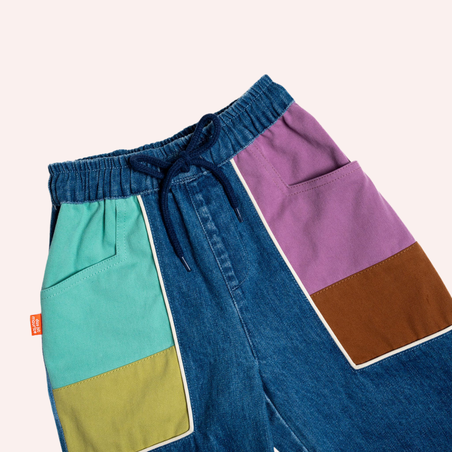 Denim Barrel Pants - Colour Block