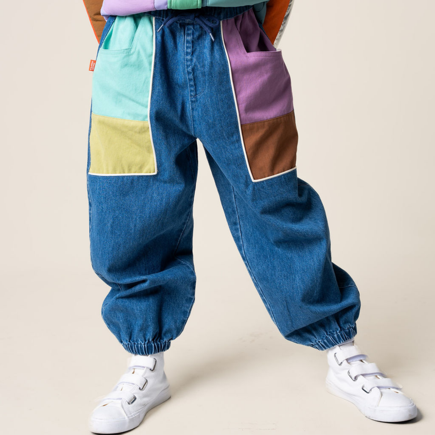 Denim Barrel Pants - Colour Block