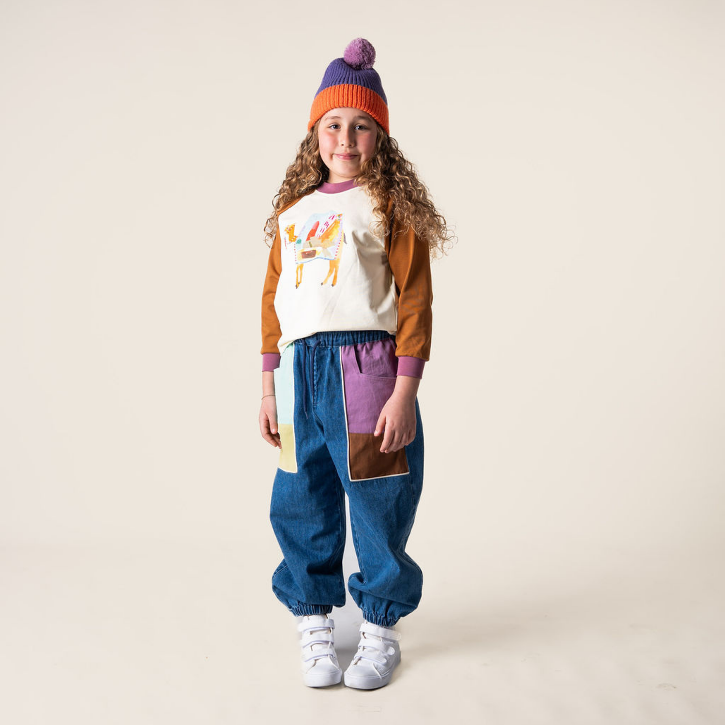 Denim Barrel Pants - Colour Block