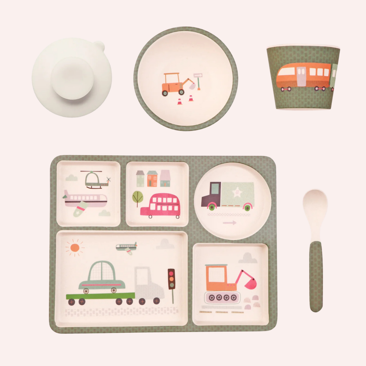 Divided Plate Set - Trucks and Diggers