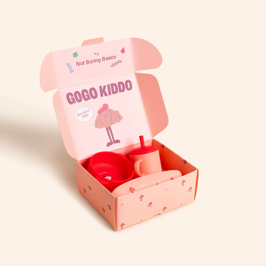 Fun Firsts Feeding Set Silicone - Croissant Peach