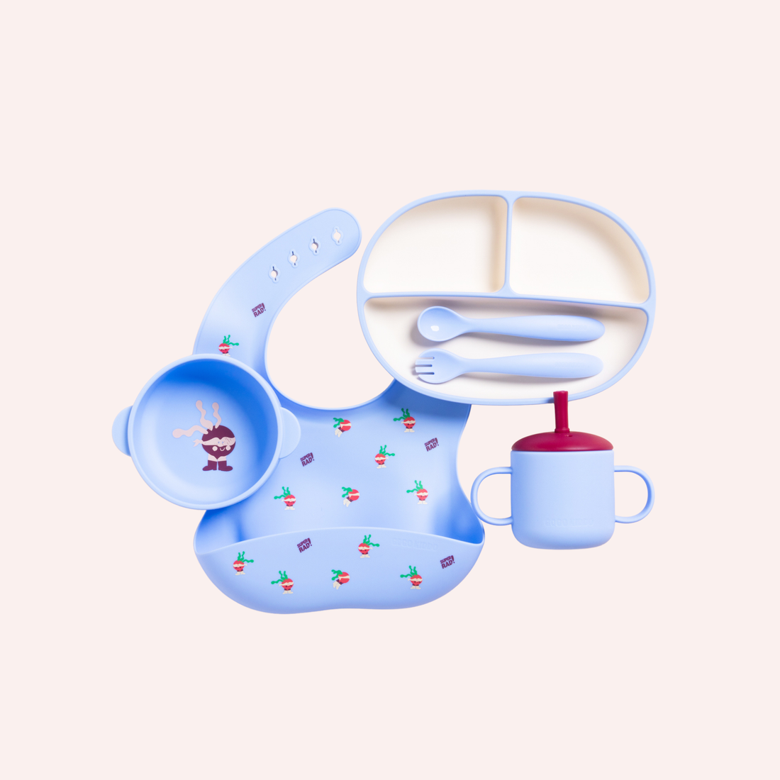Fun Firsts Feeding Set Silicone - Super Rad Periwinkle Blue