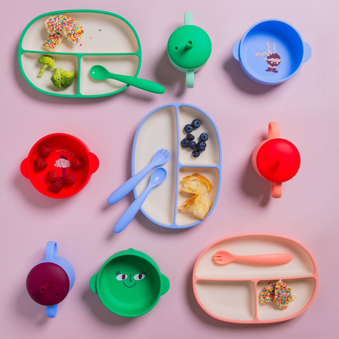 Fun Firsts Feeding Set Silicone - Croissant Peach