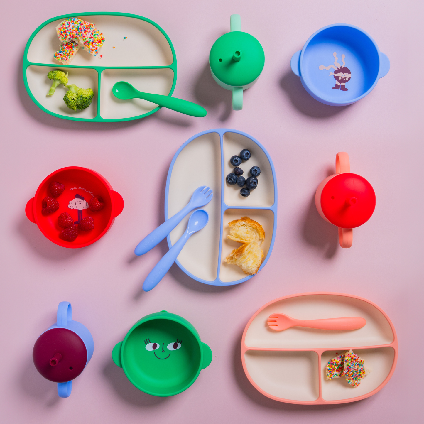 Fun Firsts Feeding Set Silicone - Croissant Peach
