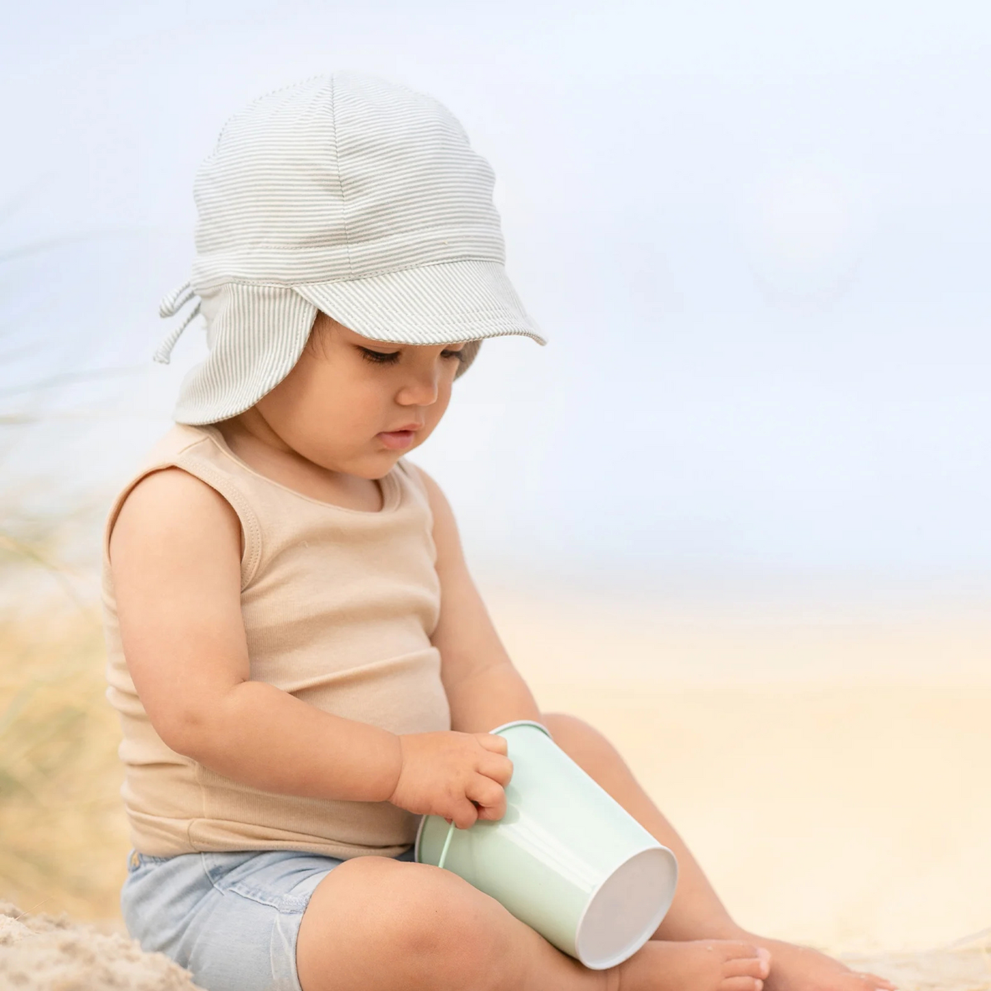 Flap Cap Baby - Sage