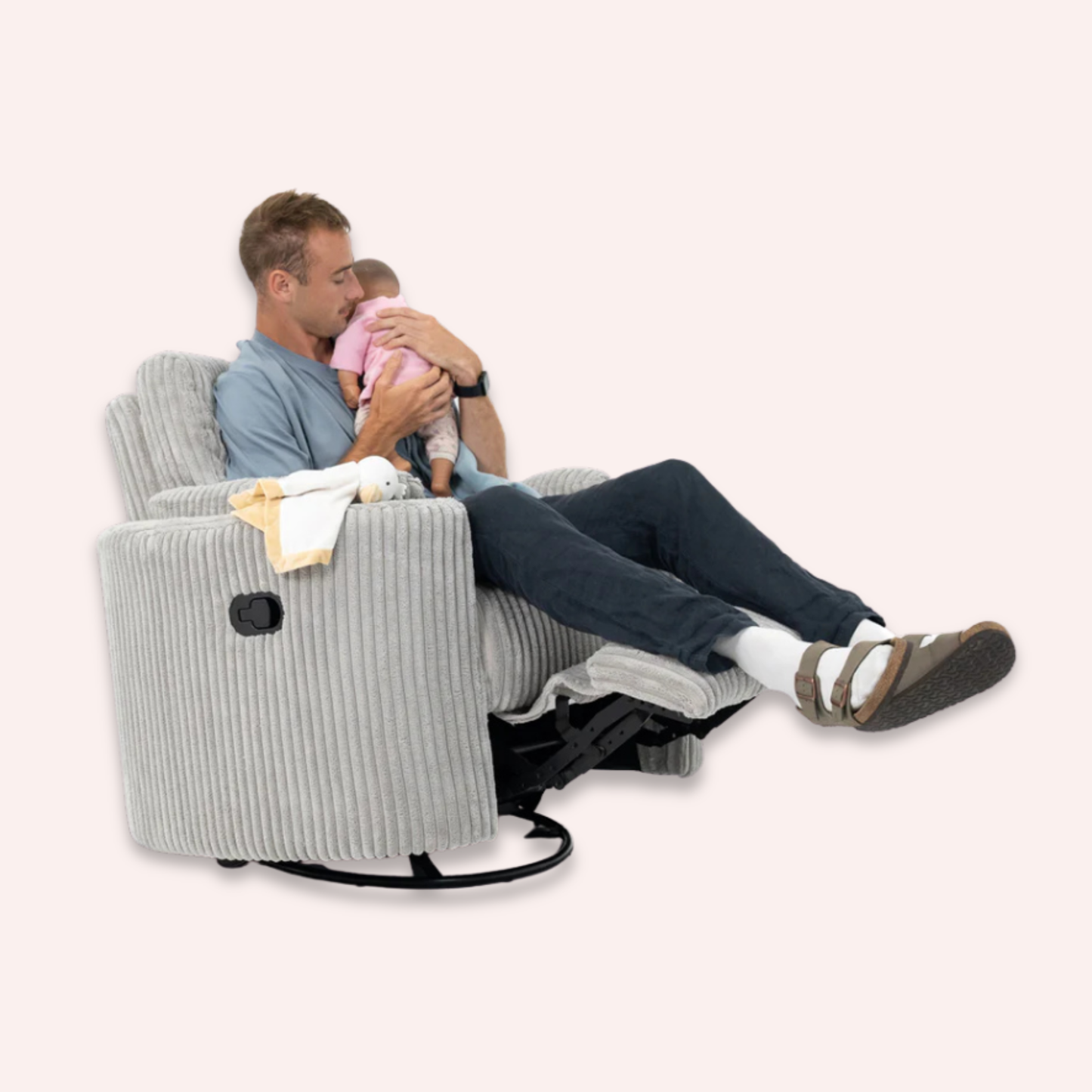 Fluff Mumma Glider Recliner Arm Chair - Light Grey
