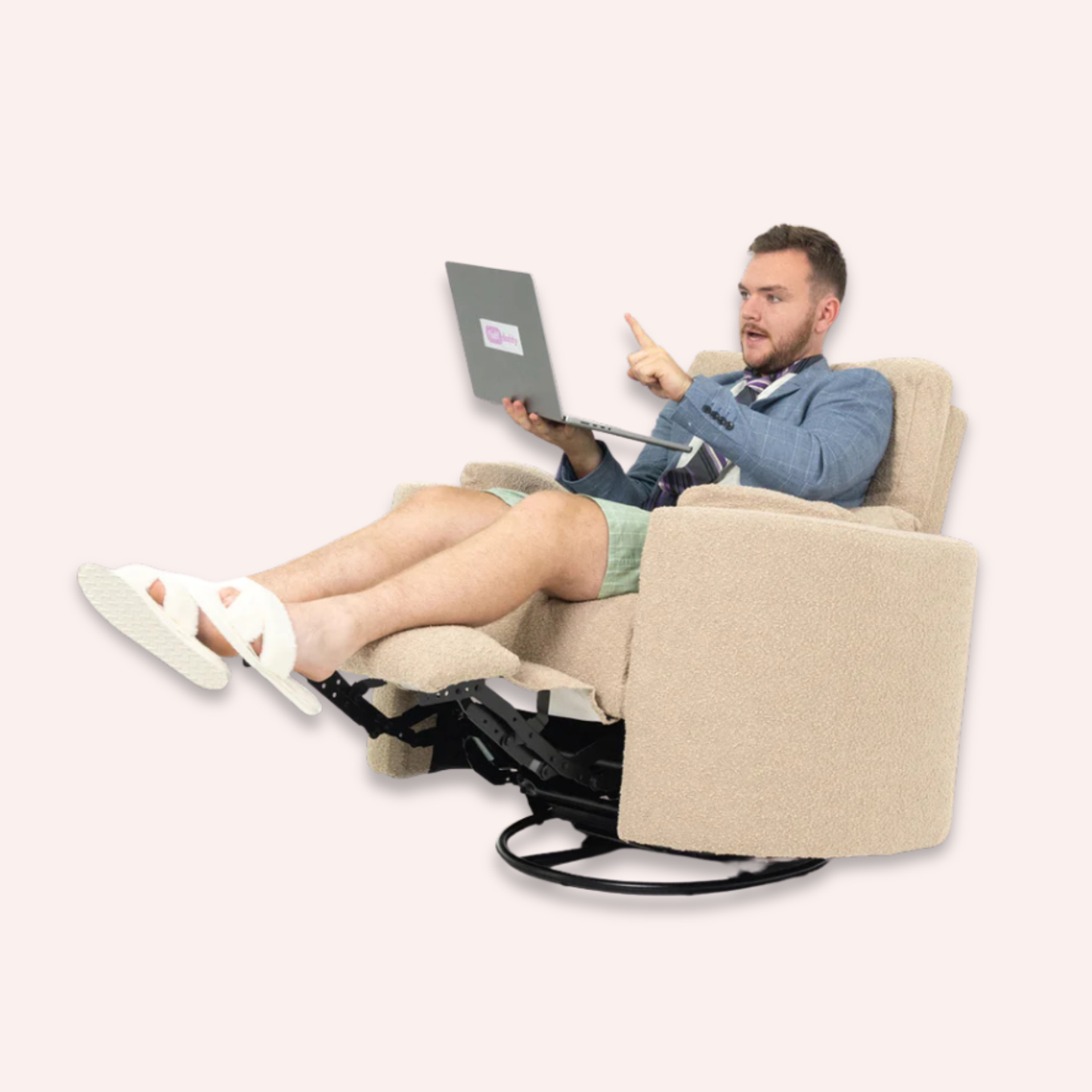 Fluff Mumma Glider Recliner Arm Chair - Biscuit