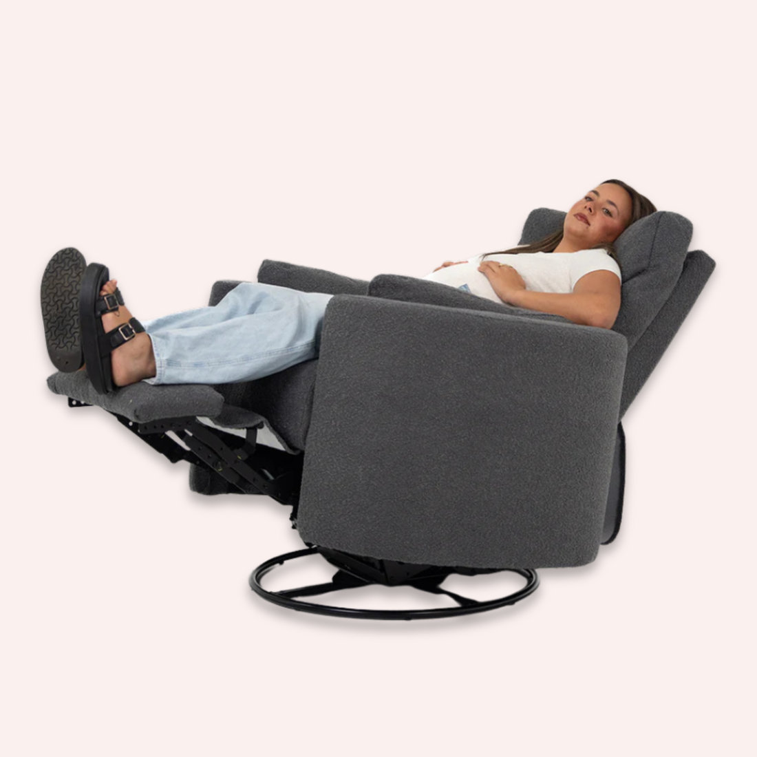 Fluff Mumma Glider Recliner Arm Chair - Steel