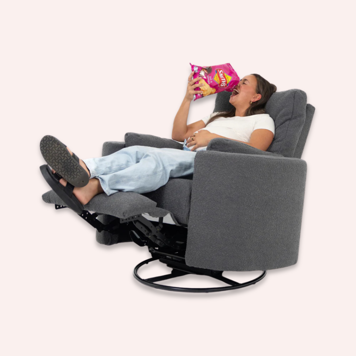 Fluff Mumma Glider Recliner Arm Chair - Steel