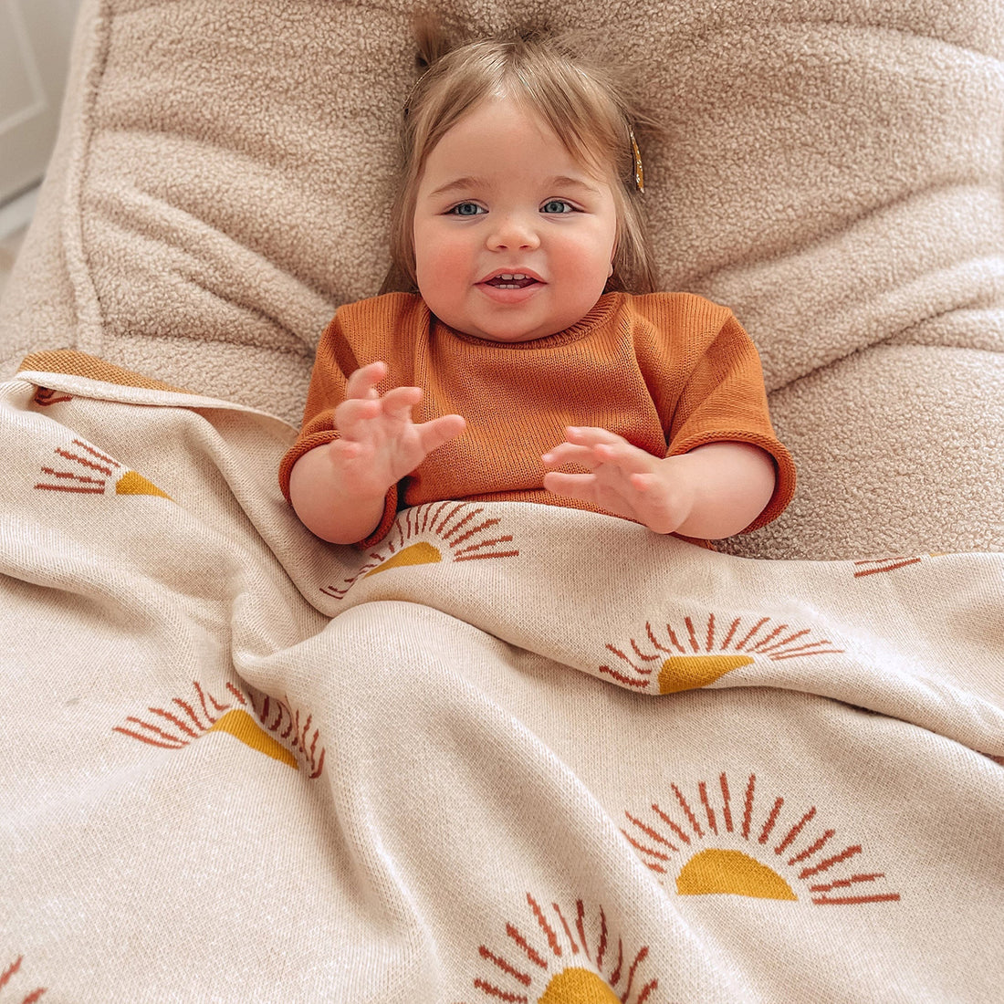 Cotton Baby Blanket - Cream Suns